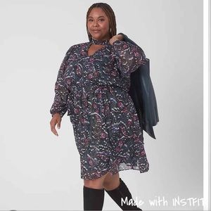 Cutout Mock-Neck Fit & Flare Dres